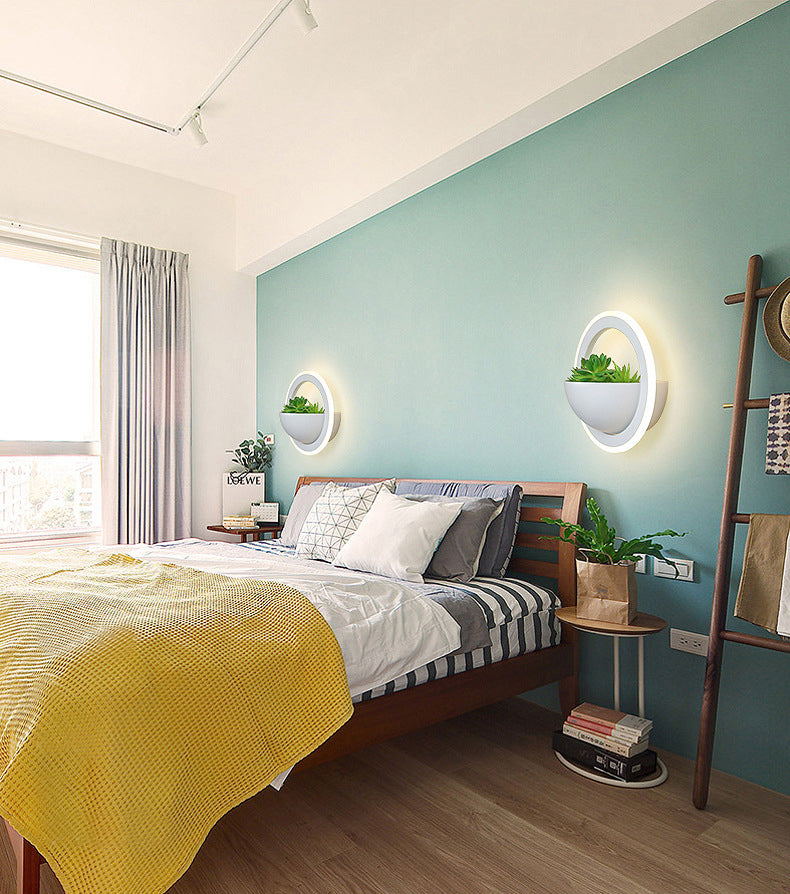 Nordic LED Wall Mounted Light Creative Green Plant Wall Lamp for Corridor