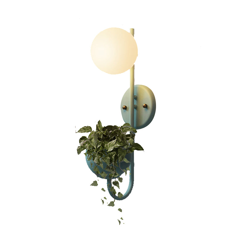 Nordic Refreshing Style Plant Wall Lamp 1 Light Ball Shade Sconce Light for Living Room