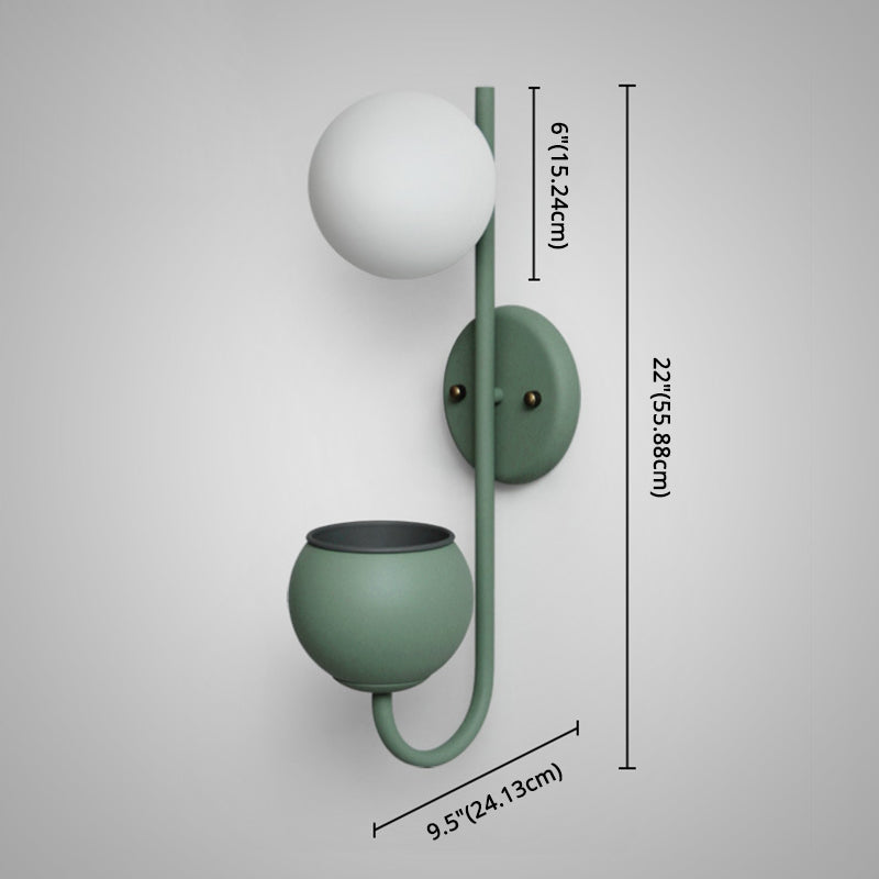 Nordic Refreshing Style Plant Wall Lamp 1 Light Ball Shade Sconce Light for Living Room