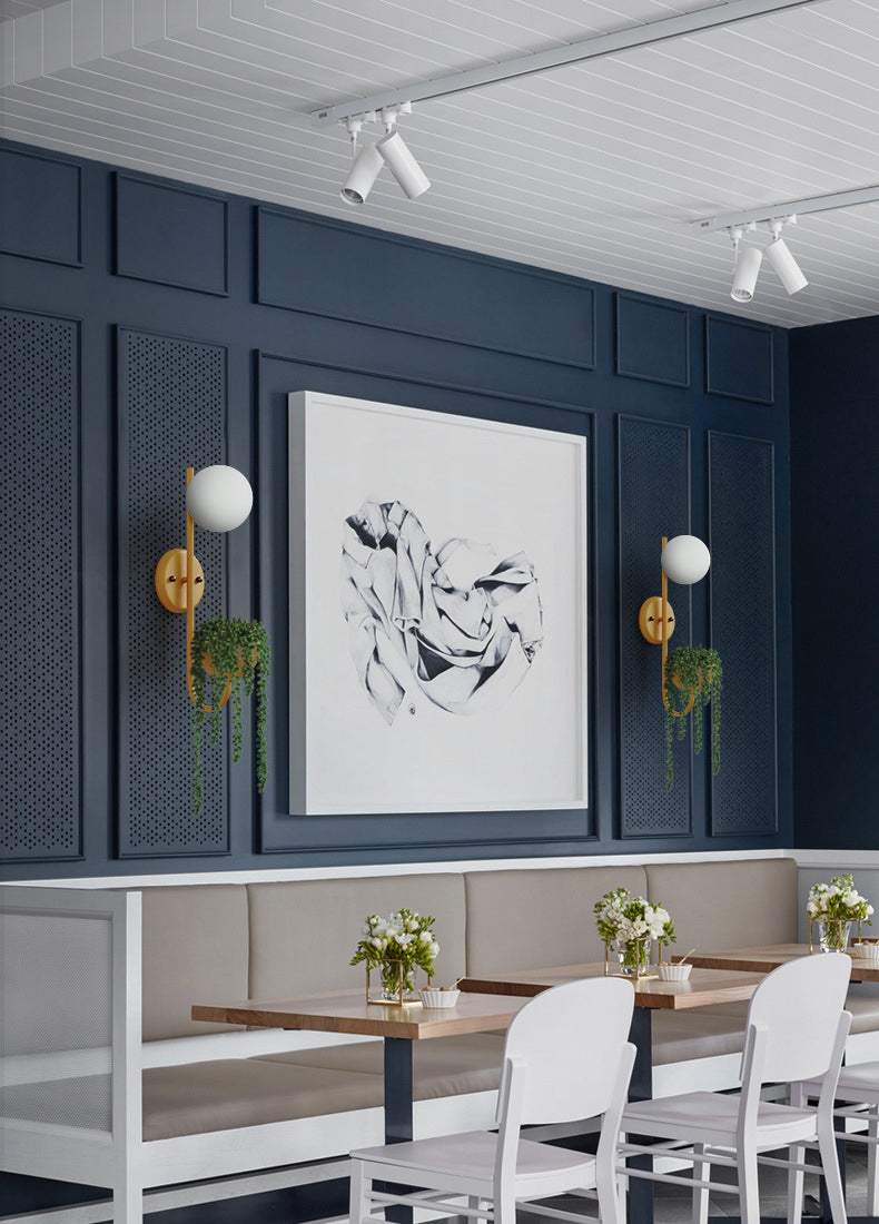 Noordse verfrissende stijl Plant Wandlamp 1 lichte bal schaduw SCONCE LICHT VOOR LEVENKAMER