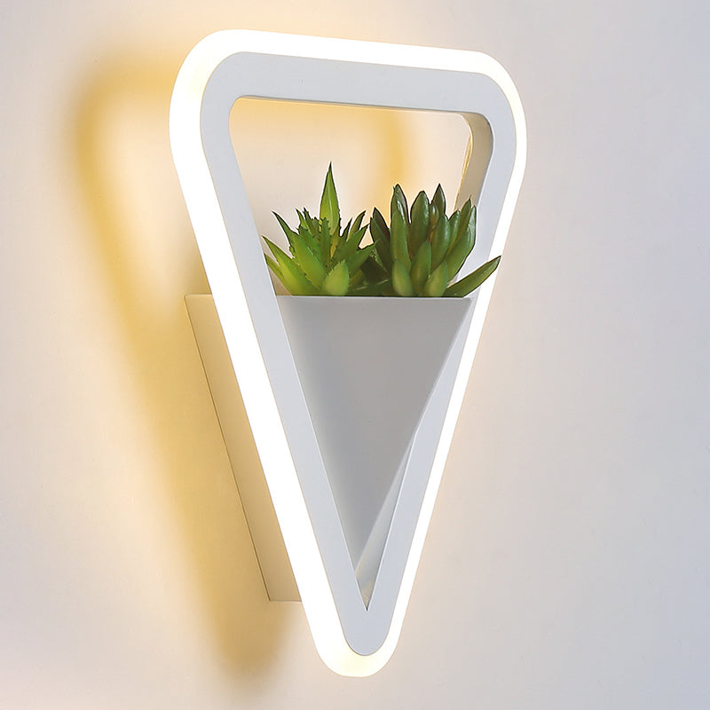 LED Triangle Shape Wall Mount Lamp Acrylic Shade Contemporary Plant Sconces for Living