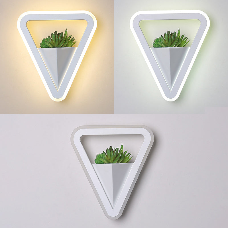 LED Triangle Shape Wall Mount Lamp Acrylic Shade Contemporary Plant Sconces for Living