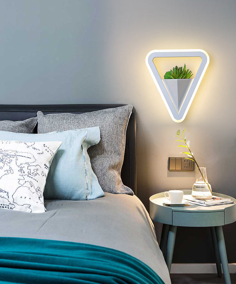 LED Triangle Shape Wall Mount Lamp Acrylic Shade Contemporary Plant Sconces for Living