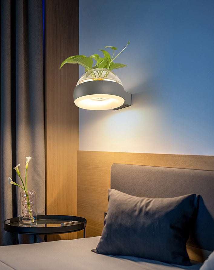 Modern Creative Plant Wall Sconce Light Glass Pot with Acrylic LED Wall Mount Lamp