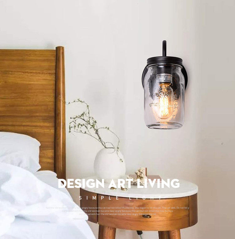 Industrial Gooseneck Stem Sconce Light Single Light Canning Jar Wall Lamp for Corridor