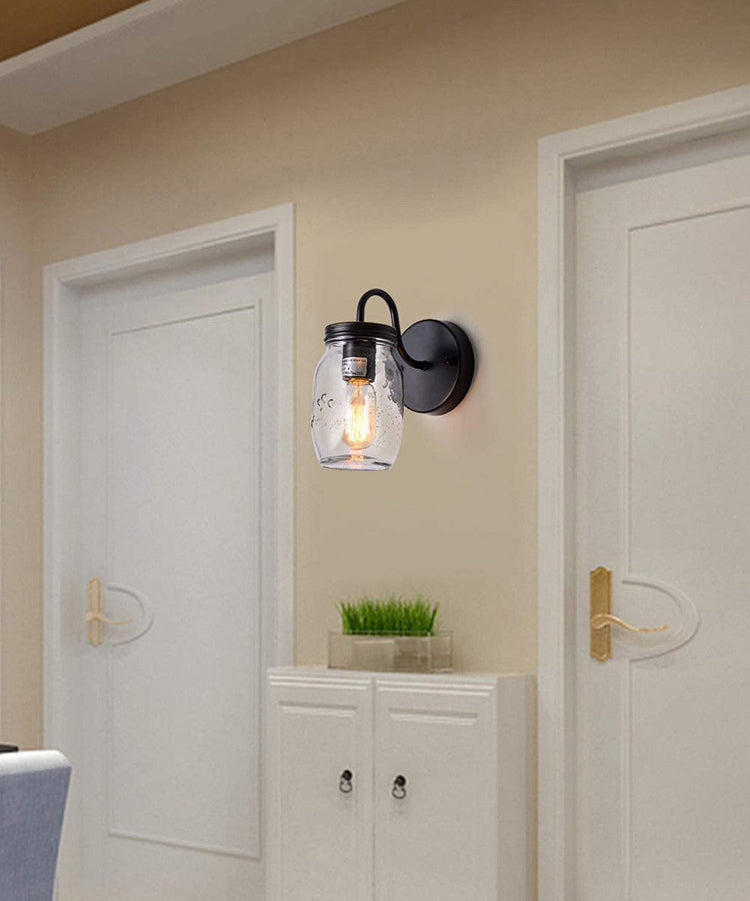 Industrial Gooseneck Stem Sconce Light Single Light Canning Jar Wall Lamp for Corridor