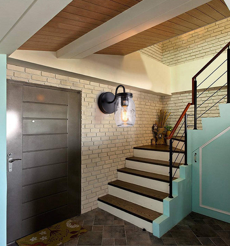 Industrial Gooseneck Stem Sconce Light Single Light Canning Jar Wall Lamp for Corridor