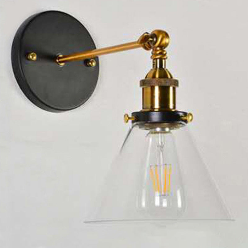 Amerikanischer Vintage -Stil Wandbeleuchtung Metall Armglas Schattenleuchte für daneben
