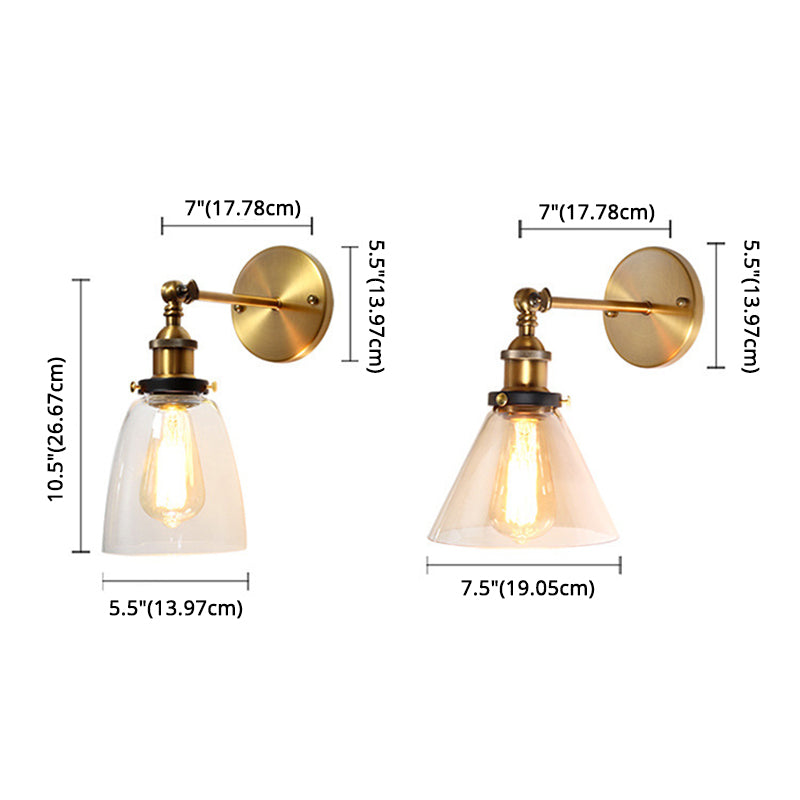 Amerikanischer Vintage -Stil Wandbeleuchtung Metall Armglas Schattenleuchte für daneben