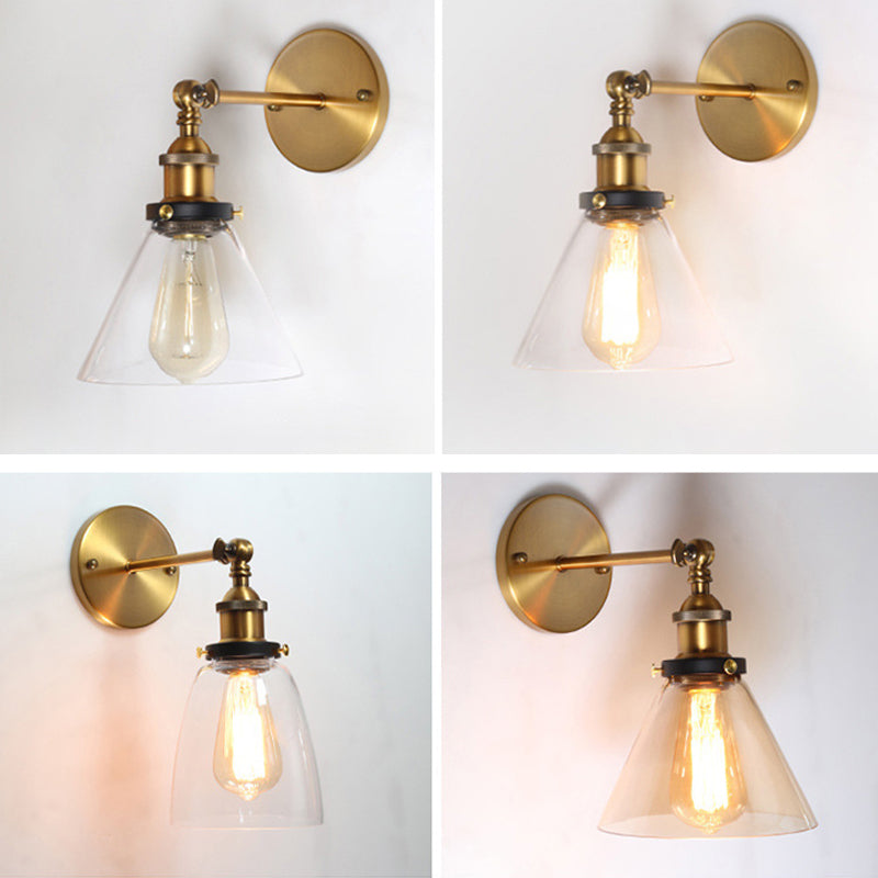 Amerikanischer Vintage -Stil Wandbeleuchtung Metall Armglas Schattenleuchte für daneben