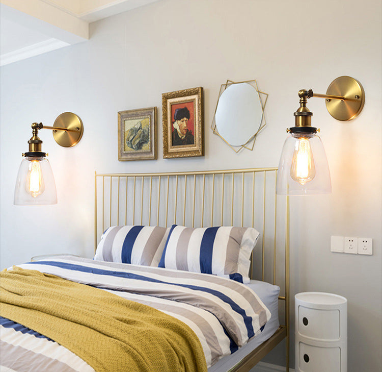 Amerikanischer Vintage -Stil Wandbeleuchtung Metall Armglas Schattenleuchte für daneben