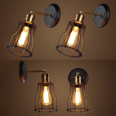 Innen- oder Outdoor -Wandleuchte Vintage Industrial Wall Light im Metallkäfig