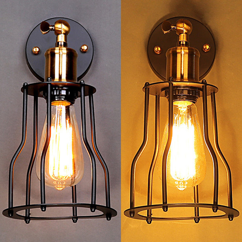 Innen- oder Outdoor -Wandleuchte Vintage Industrial Wall Light im Metallkäfig