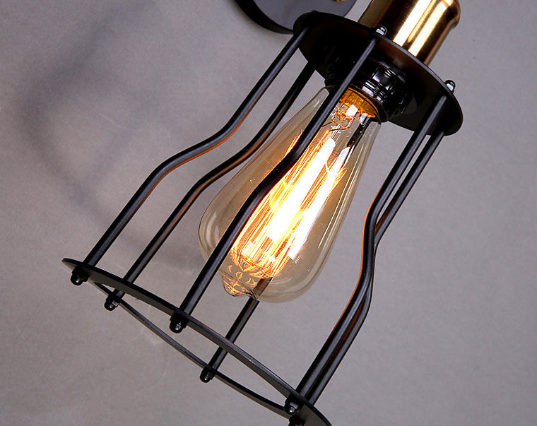Innen- oder Outdoor -Wandleuchte Vintage Industrial Wall Light im Metallkäfig