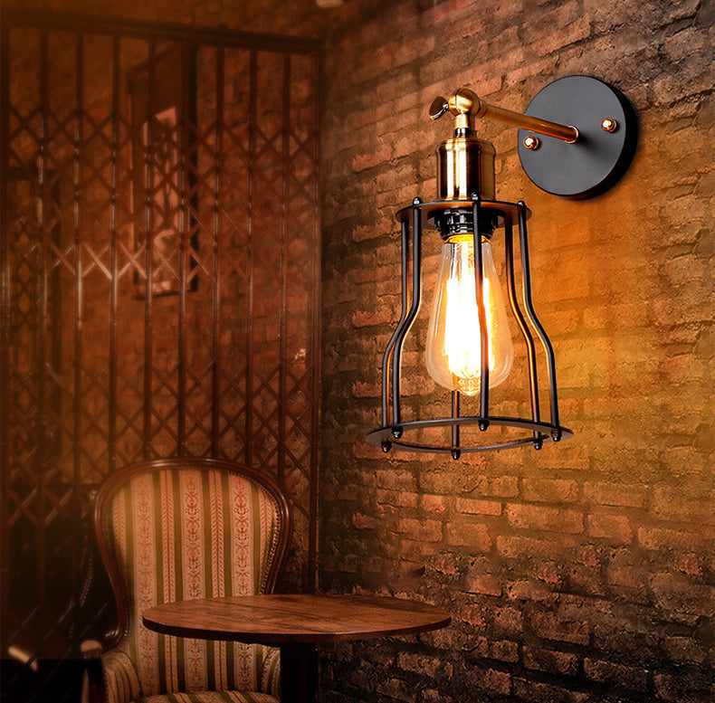 Innen- oder Outdoor -Wandleuchte Vintage Industrial Wall Light im Metallkäfig