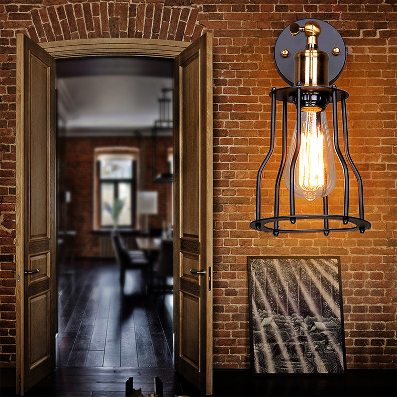 Innen- oder Outdoor -Wandleuchte Vintage Industrial Wall Light im Metallkäfig