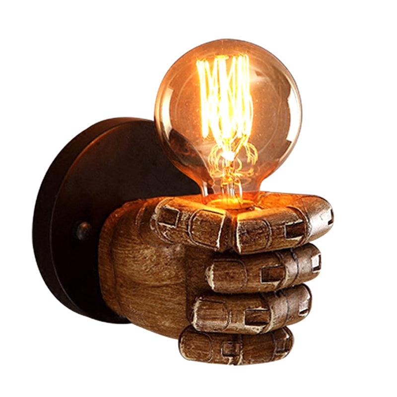 Art Decorative Wall Sconce Light Bare Bulb Fist Shape Wall Lighting for Bar Coffee Shop