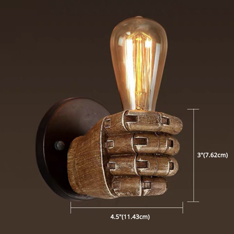 Art Decorative Wall Sconce Light Bare Bulb Fist Shape Wall Lighting for Bar Coffee Shop