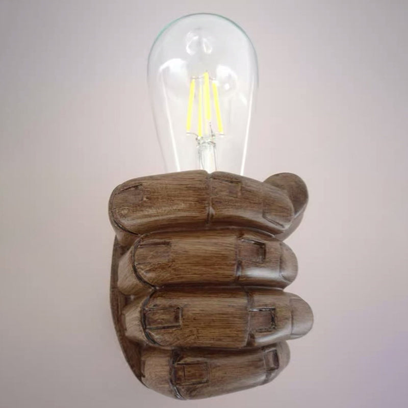 Art Decorative Wall Sconce Light Bare Bulb Fist Shape Wall Lighting for Bar Coffee Shop
