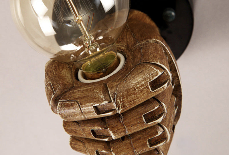 Art Decorative Wall Sconce Light Bare Bulb Fist Shape Wall Lighting for Bar Coffee Shop