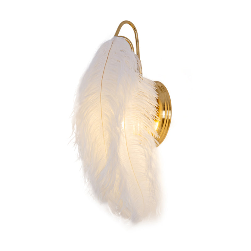 Nordic Feather Wall Mount Light 1 Light Ambient Lighting Wall Lamp for Bedroom