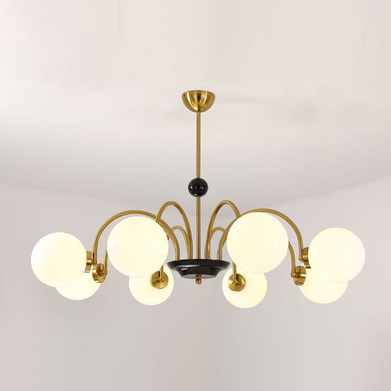 Vintage Simplicity Round Ceiling Chandelier Milk Glass Hanging Light for Living Room