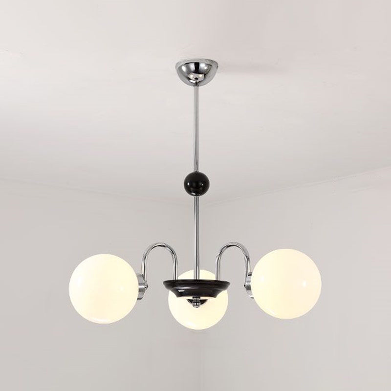 Vintage Simplicity Round Ceiling Chandelier Milk Glass Hanging Light for Living Room