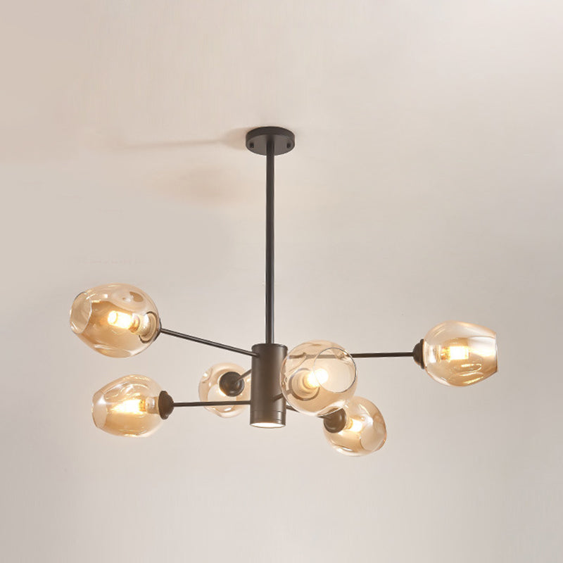 Moderno lampadario sputnik luci a soffitto a sospensione ambra in vetro ambra con cavo sospeso per soggiorno