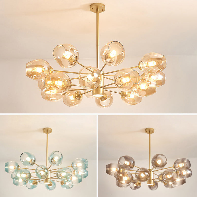 Luces de techo colgantes de vidrio de lámpara de Sputnik de lámpara moderna con cable colgante para sala de estar