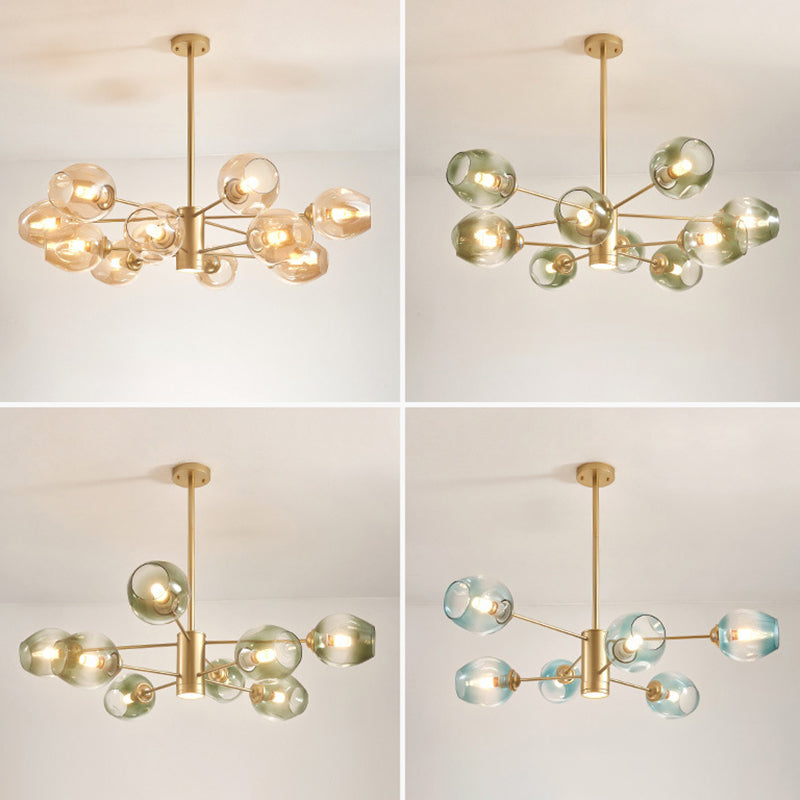 Luces de techo colgantes de vidrio de lámpara de Sputnik de lámpara moderna con cable colgante para sala de estar