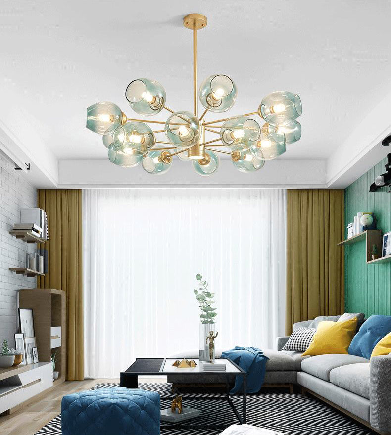 Luces de techo colgantes de vidrio de lámpara de Sputnik de lámpara moderna con cable colgante para sala de estar