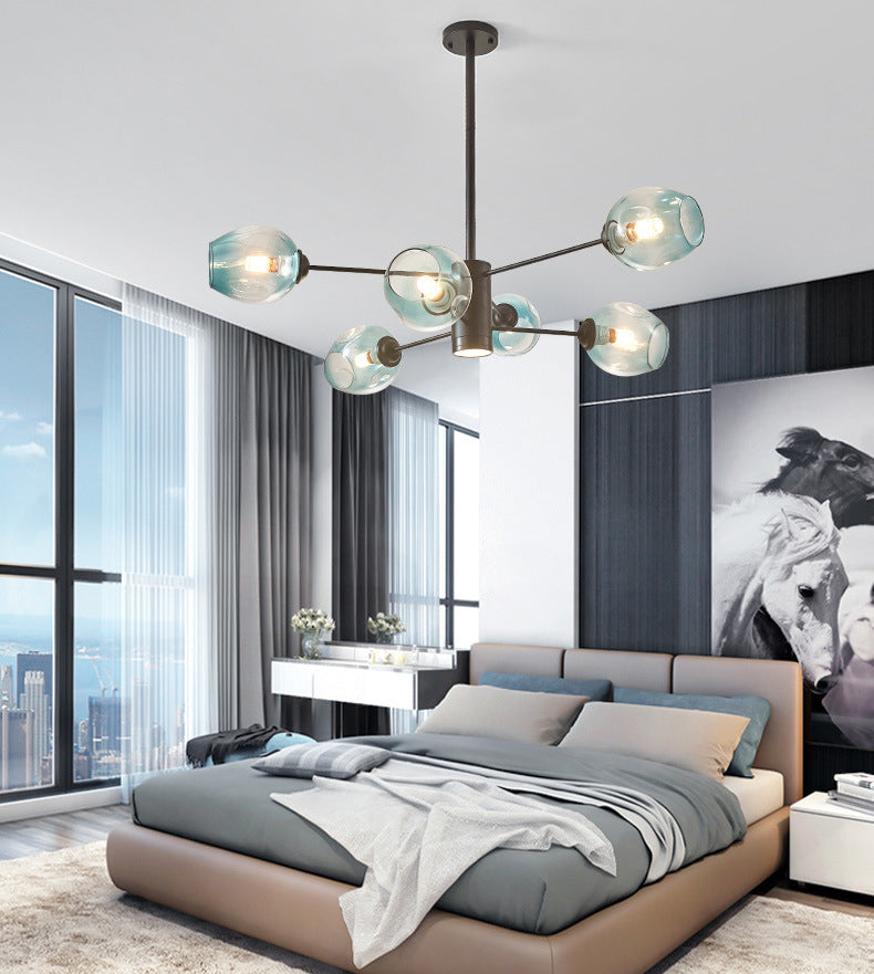 Luces de techo colgantes de vidrio de lámpara de Sputnik de lámpara moderna con cable colgante para sala de estar