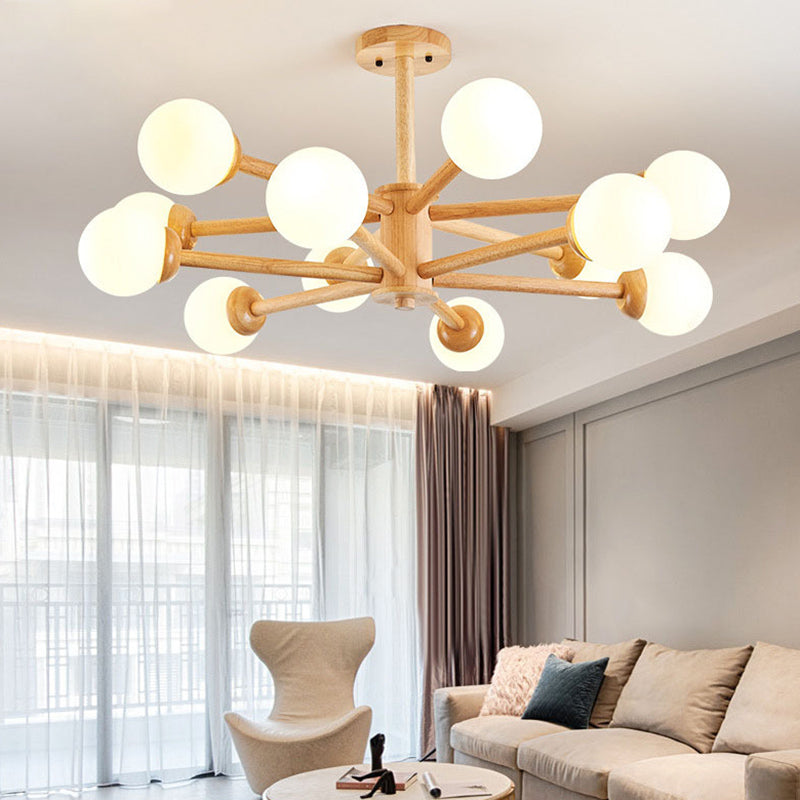 Sfera moderna Sfera lampadario lampadario Lampade a sospensione in legno Luci a sospensione per soggiorno
