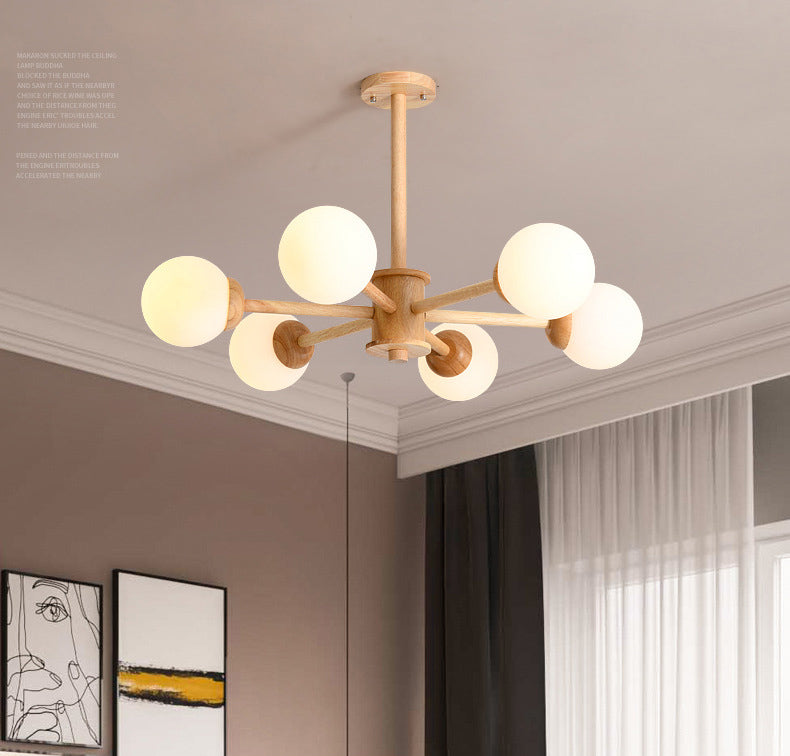 Sfera moderna Sfera lampadario lampadario Lampade a sospensione in legno Luci a sospensione per soggiorno