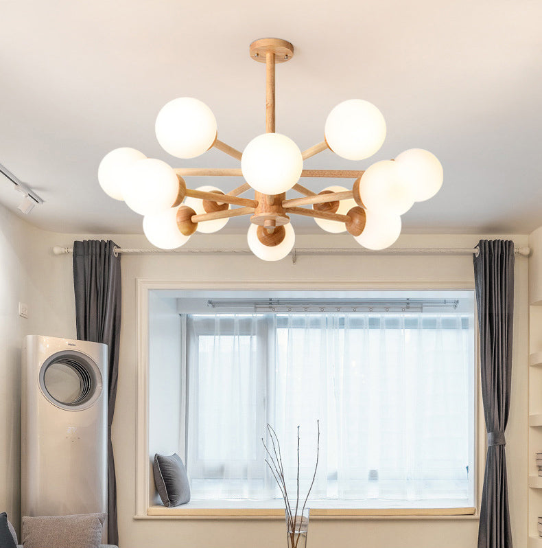 Sfera moderna Sfera lampadario lampadario Lampade a sospensione in legno Luci a sospensione per soggiorno