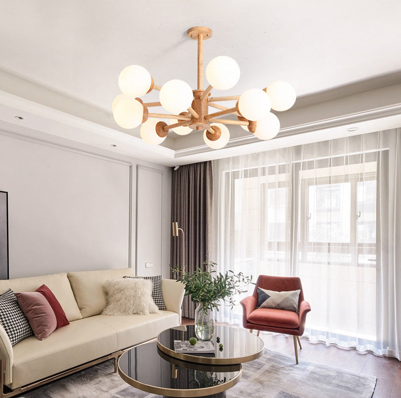 Sfera moderna Sfera lampadario lampadario Lampade a sospensione in legno Luci a sospensione per soggiorno
