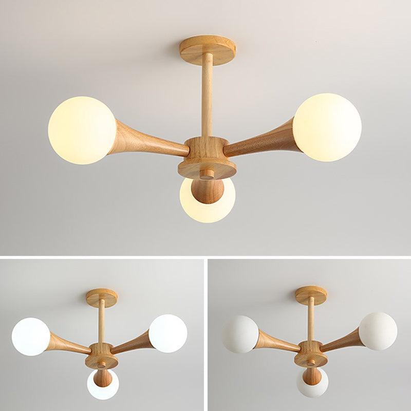 Ultra-Modern Sputnik appeso il lampadario sospensione in legno con cavo sospeso per soggiorno