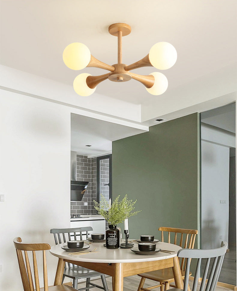 Ultra-Modern Sputnik appeso il lampadario sospensione in legno con cavo sospeso per soggiorno