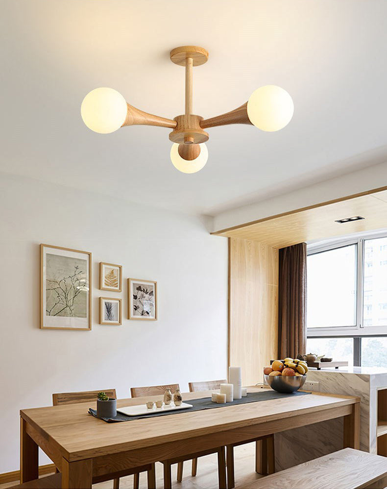 Ultra-Modern Sputnik appeso il lampadario sospensione in legno con cavo sospeso per soggiorno