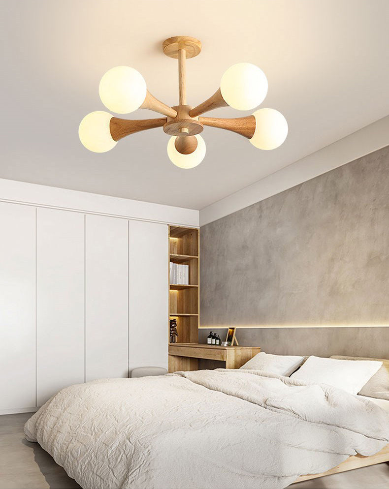 Ultra-Modern Sputnik appeso il lampadario sospensione in legno con cavo sospeso per soggiorno