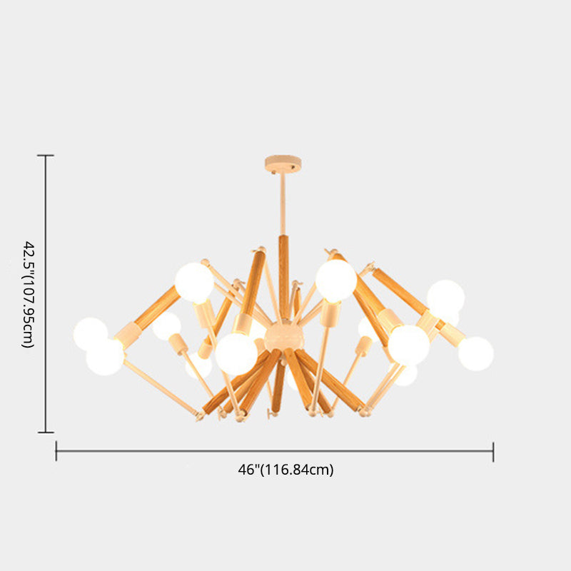 Modern Starburst Suspended Lighting Fixture Wood Pendant Lighting Fixtures for Restaurant