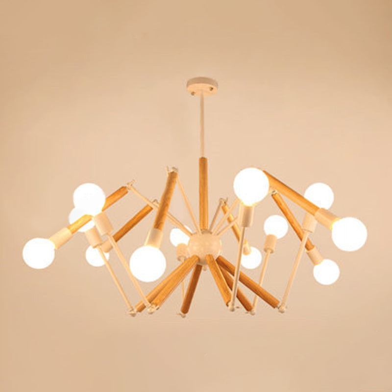 Modern Starburst Suspended Lighting Fixture Wood Pendant Lighting Fixtures for Restaurant