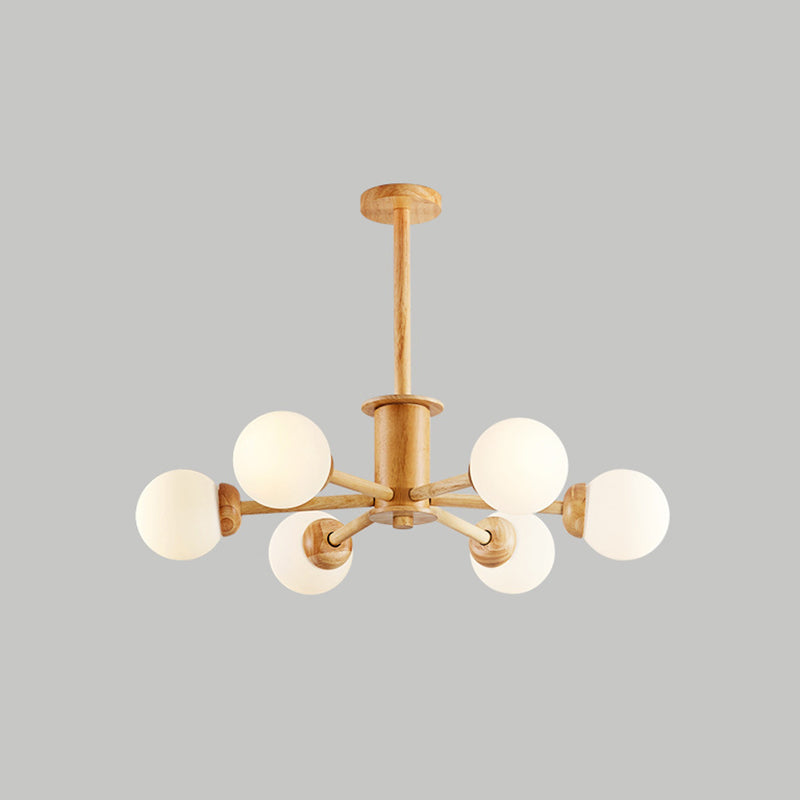 Contemporary Globe Pendant Light Fixture Wood Hanging Pendant Light for Living Room