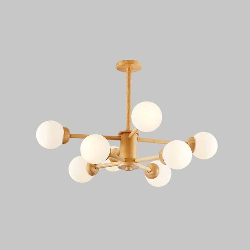 Contemporary Globe Pendant Light Fixture Wood Hanging Pendant Light for Living Room
