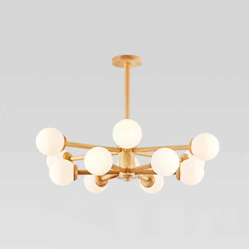 Contemporary Globe Pendant Light Fixture Wood Hanging Pendant Light for Living Room