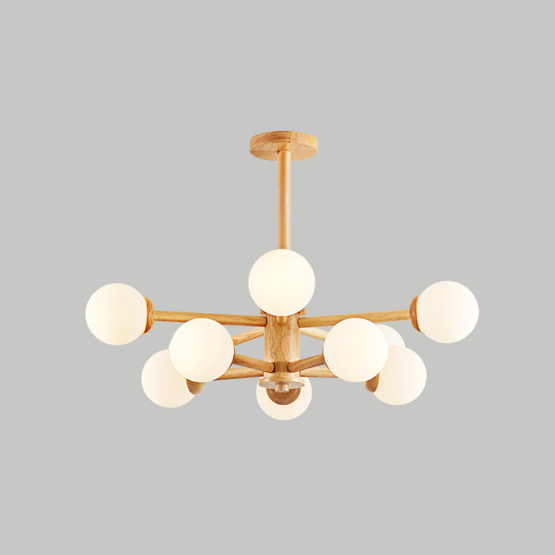 Contemporary Globe Pendant Light Fixture Wood Hanging Pendant Light for Living Room