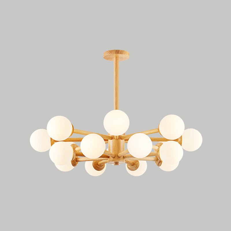 Contemporary Globe Pendant Light Fixture Wood Hanging Pendant Light for Living Room