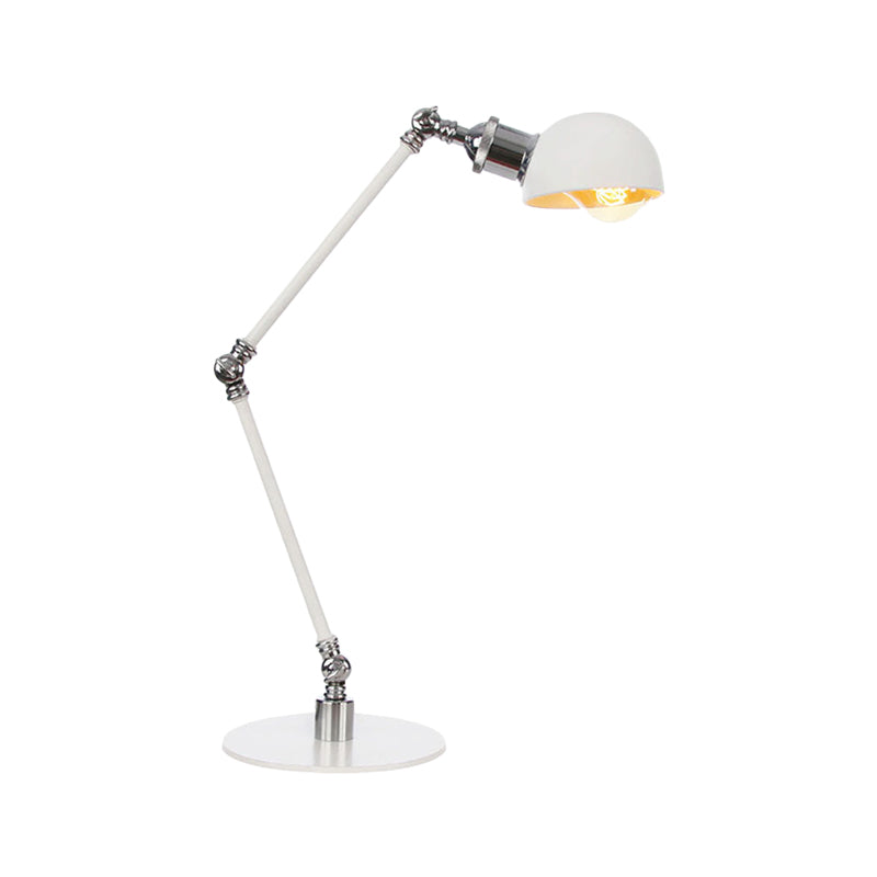 Dome Studeerkamer Leeslamp Metaal 4"/8,5" Breed 1 Licht Industrieel Stijlvolle Bureauverlichting in Wit, 8"+8"/8"+8"+8" Lengte Arm