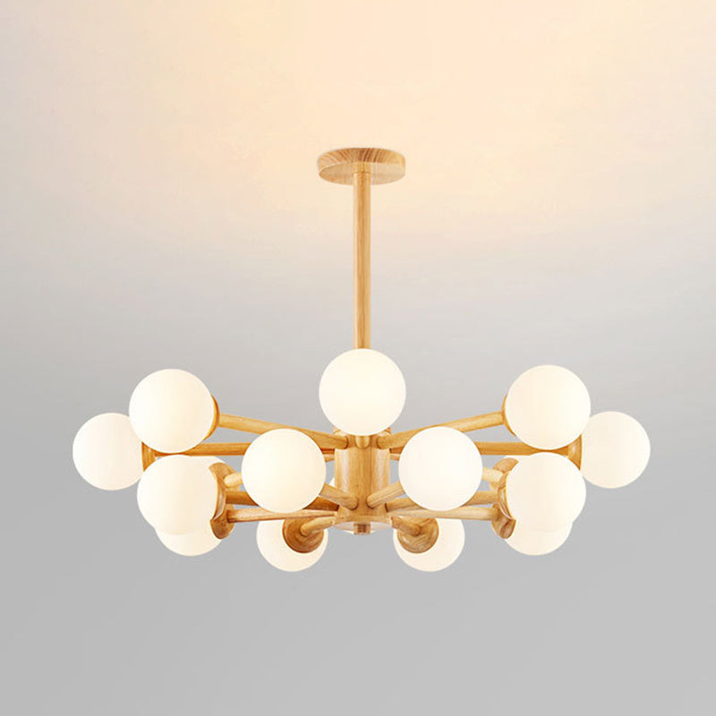 Contemporary Globe Pendant Light Fixture Wood Hanging Pendant Light for Living Room