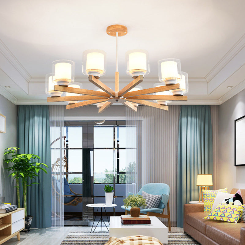 Lampade per lampadario moderno cilindri kit di luce sospesa in legno per soggiorno